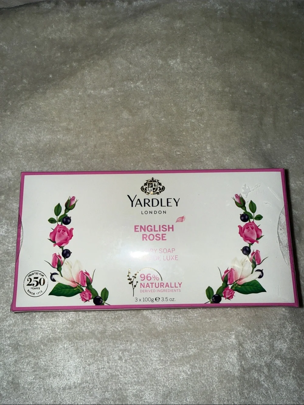 Yardley London English Rose Bath Soap Trio - Pink & White Floral Box